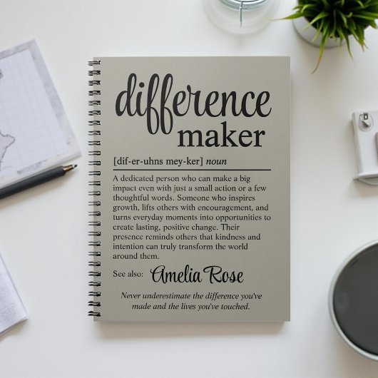 Custom Difference Maker Definition Thank You Gift Notitieboek