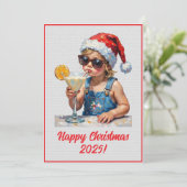 Custom Digital Christmas Baby Drinking Milk Xmas Kaart (Staand voorkant)