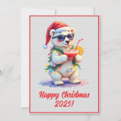 Custom Digital Christmas Polar Bear Cub Xmas Kaart (Voorkant)