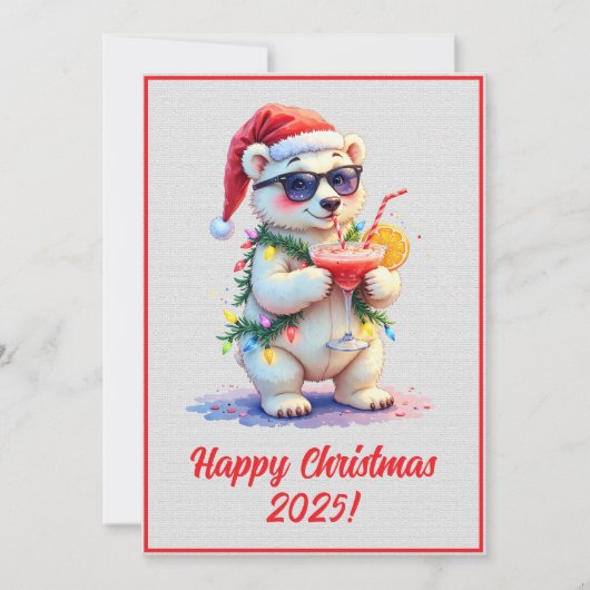 Custom Digital Christmas Polar Bear Cub Xmas Kaart (Voorkant)