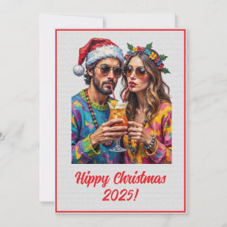 Custom Digital Hippy Christmas Cocktail Xmas Kaart