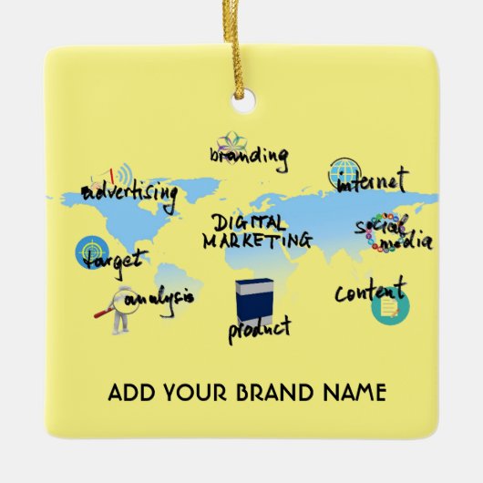 Custom Digital Marketing Ceramic Square Ornament (Voorkant)