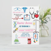 Custom Digital Nurse Kids Pretend Birthday Party Kaart (Staand voorkant)