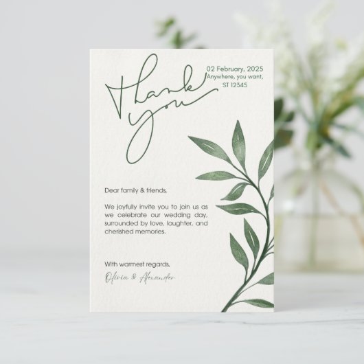 CUSTOM DIGITALE GROENE SAGE Uitnodiging van de bru (Staand voorkant)