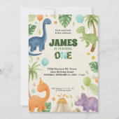 Custom Dino Jungle 1st Birthday Invitation  Kaart (Voorkant)