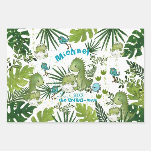 Custom Dino-mite Any Occasion Inpakpapier Vel (Voorkant)