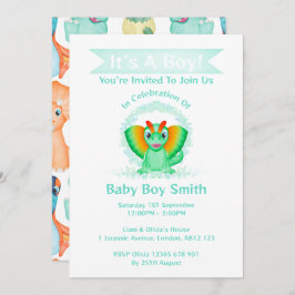 Custom Dino Waterverf Dinosaur Boy Baby shower Kaart