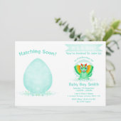 Custom Dino Waterverf Dinosaur Boy Baby shower Kaart (Staand voorkant)