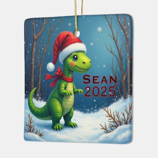 Custom Dinosaur Red Bow Keramisch Ornament (Links)