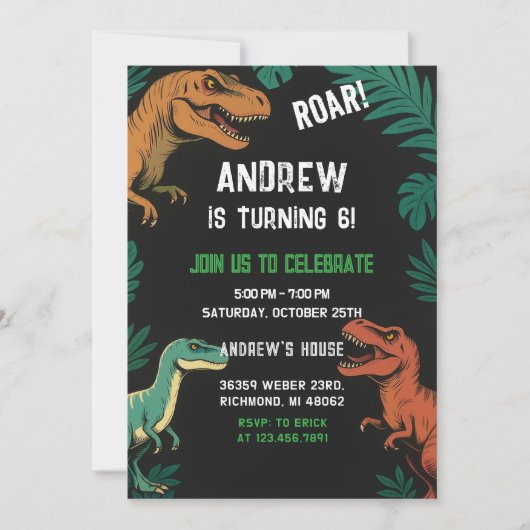 Custom Dinosaur T-Rex Party verjaardag dino jongen Kaart (Voorkant)