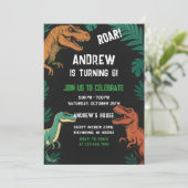 Custom Dinosaur T-Rex Party verjaardag dino jongen Kaart (Staand voorkant)