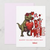 Custom Dinosaur Valentine Card – T‑Rex Be Mine Kaart (Voorkant / Achterkant)