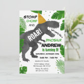 Custom Dinosaur verjaardagsfeestje Kaart (Staand voorkant)