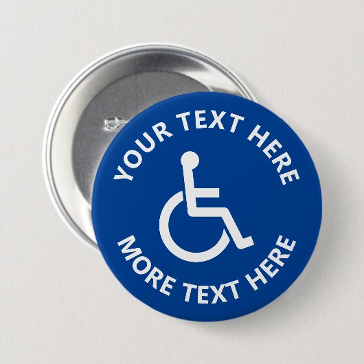 Custom disability sign wheelchair icon pinback ronde button 7,6 cm (Voorkant /achterkant)