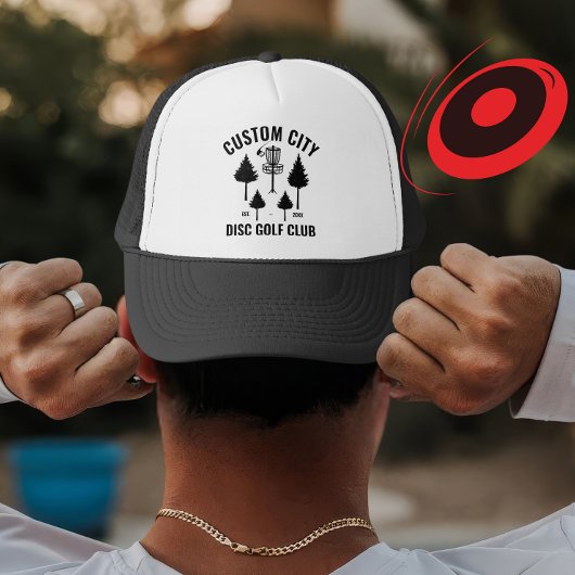 Custom Disc Golf Club & City Name Gift voor speler Trucker Pet