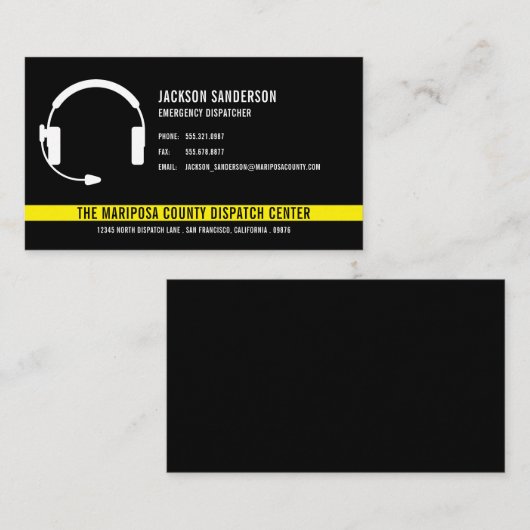 Custom Dispatcher Emergency Services Medewerker Lo Visitekaartje (Voorkant / Achterkant)