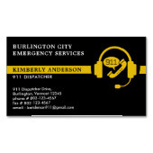Custom Dispatcher Modern 911 Emergency Dept Logo Magnetisch Visitekaartje (Voorkant)