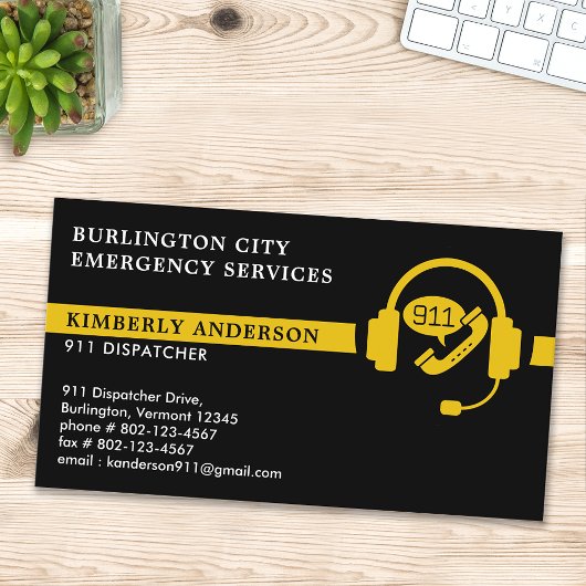 Custom Dispatcher Modern 911 Emergency Dept Logo Visitekaartje