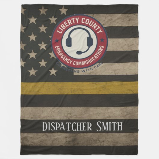 Custom Dispatcher Thin Gold Line Blanket Fleece Deken (Voorkant)