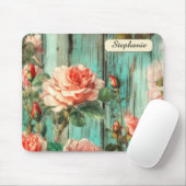 Custom Distressed Turquoise Rose Muismat (Met muis)