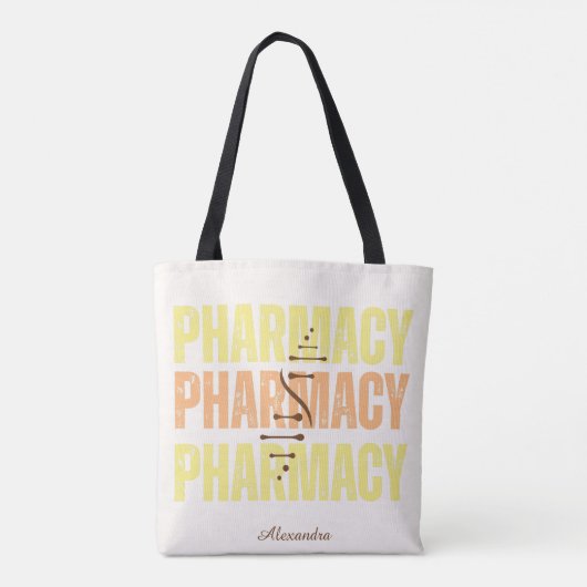 Custom Distressed Typography Pharmacy Tote Bag (Achterkant)