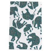 Custom Ditzy Paisley Olifanten op Witte Gift Bag Medium Cadeauzakje (Achterkant)
