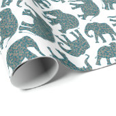 Custom Ditzy Paisley Olifanten op Witte Giftwrap Cadeaupapier (Rol Hoek)