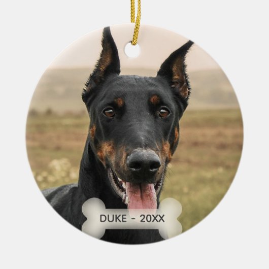 Custom Doberman Dog Foto Keramisch Ornament (Voorkant)