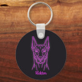 Custom Doberman Neon Glow Personalized Sleutelhanger (Achterkant)
