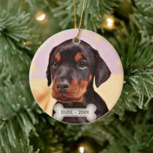 Custom Doberman Puppy Dog Foto Keramisch Ornament