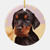 Custom Doberman Puppy Dog Foto Keramisch Ornament (Achterkant)