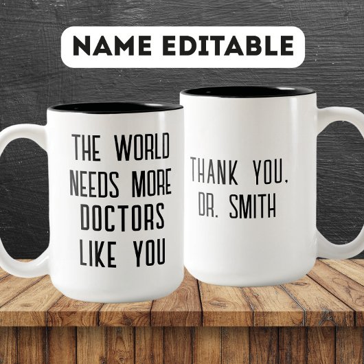 Custom Doctor Appreciation Gift – Thank You Tweekleurige Koffiemok