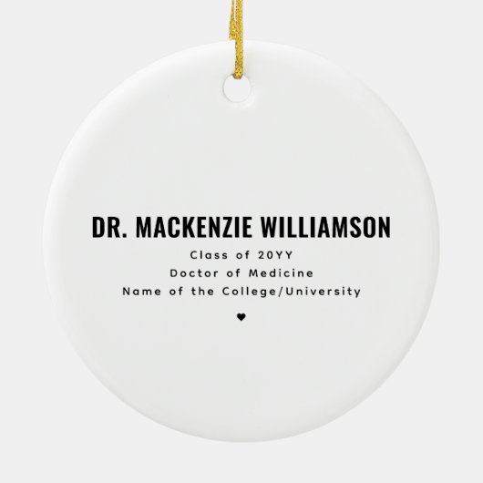 Custom Doctor White Coat Ceremony Afstuderen Keramisch Ornament (Achterkant)