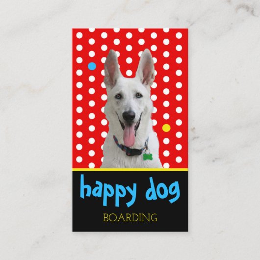 Custom Dog Boarding Happy Dog Photo Kennel Visitekaartje (Voorkant)