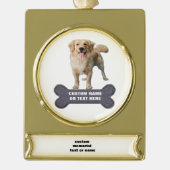 Custom Dog Bone Name Ornament Verguld Banner Ornament (Voorkant)