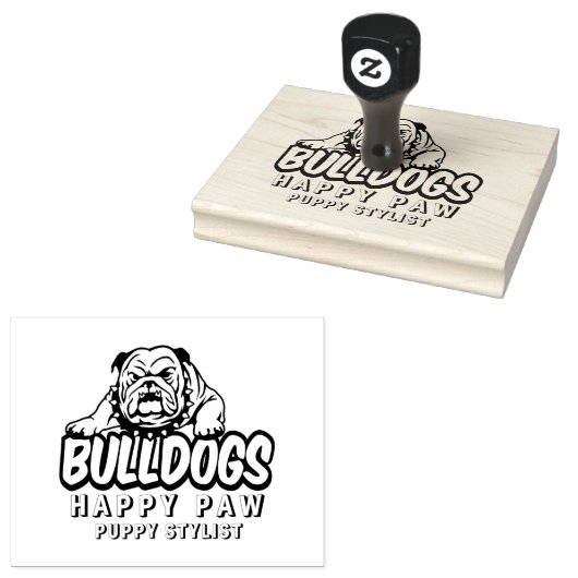 Custom Dog Bulldog Portretstempel, gelukkige poot Rubberstempel (Gestempeld)