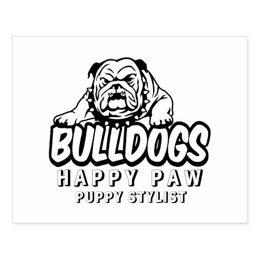 Custom Dog Bulldog Portretstempel, gelukkige poot Rubberstempel (Afrduk)