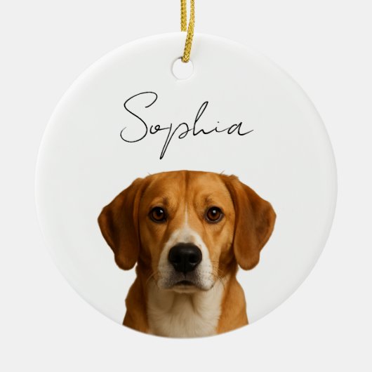 Custom Dog Christmas | Gepersonaliseerde foto van Keramisch Ornament (Voorkant)