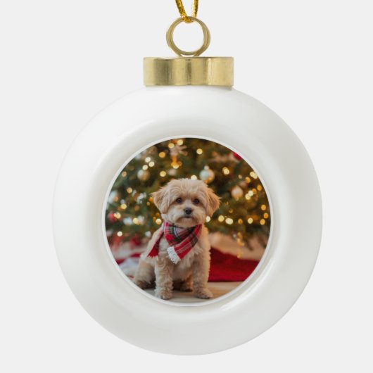 Custom Dog Christmas Ornament | Pet Photo (Voorkant)