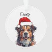Custom Dog Christmas Ornament Santa Hat Photo Gift (achterkant)
