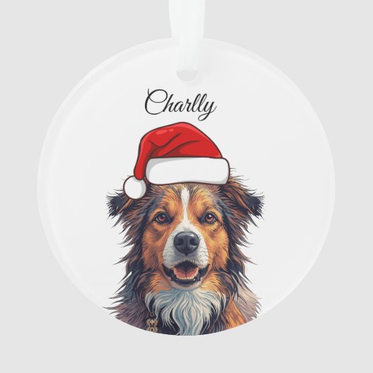 Custom Dog Christmas Ornament Santa Hat Photo Gift (achterkant)