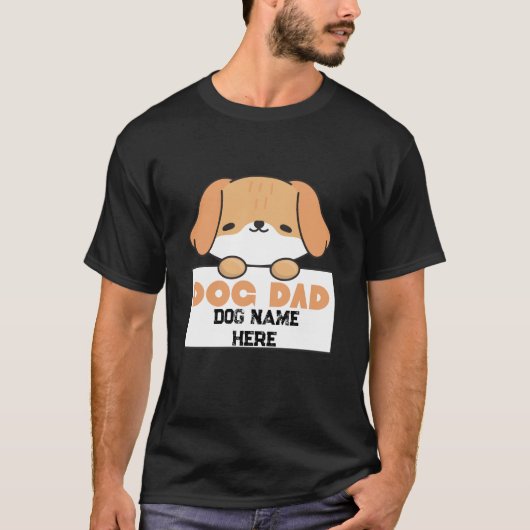 Custom Dog Dad Cute Puppy Illustration T-Shirt (Voorkant)