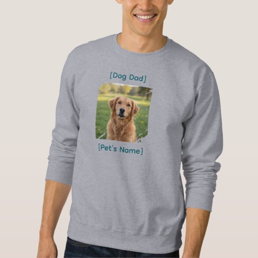 Custom Dog Dad Photo Sweatshirt |  Gift for Men (Voorkant)