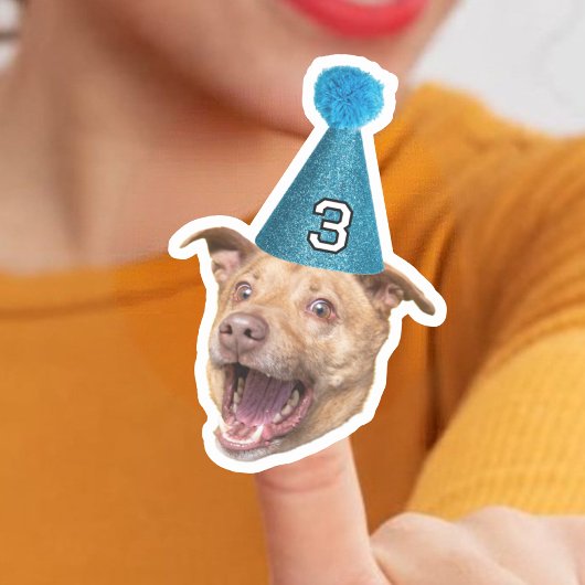 Custom Dog Face Foto met Age Party Pet Verjaardag Sticker
