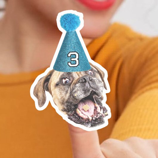 Custom Dog Face Foto met Age Party Pet Verjaardag Sticker