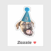 Custom Dog Face Foto met Age Party Pet Verjaardag Sticker (Vel)