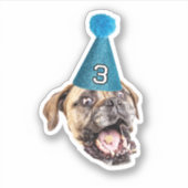 Custom Dog Face Foto met Age Party Pet Verjaardag Sticker (Voorkant)