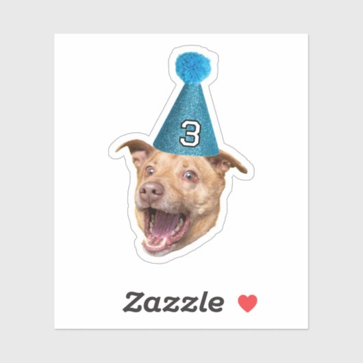 Custom Dog Face Foto met Age Party Pet Verjaardag Sticker (Vel)