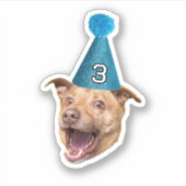 Custom Dog Face Foto met Age Party Pet Verjaardag Sticker (Voorkant)