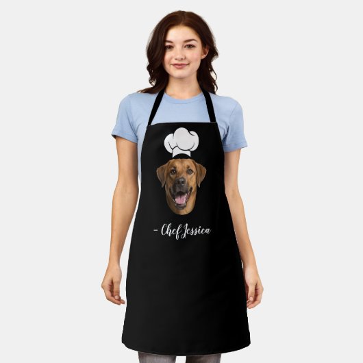 Custom Dog Face & Name Funny Chef Apron Schort (Gedragen)